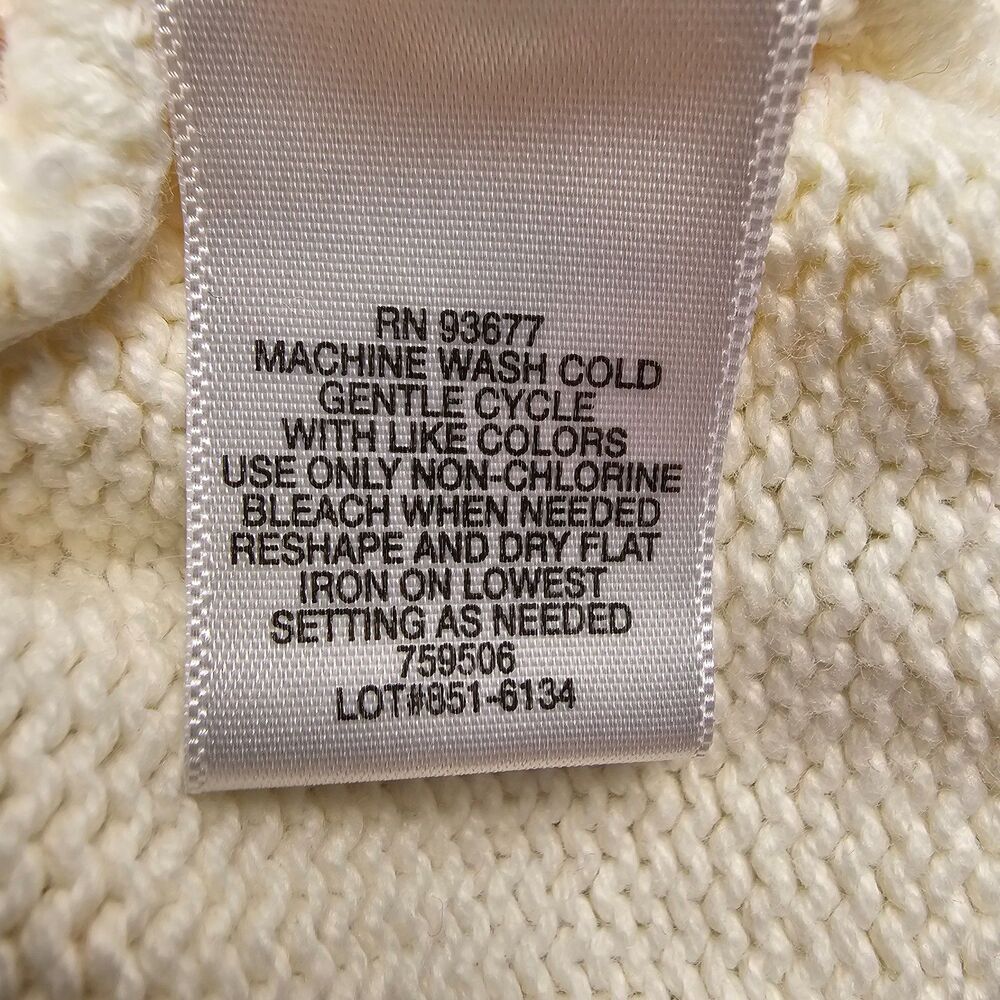 Liz Claiborne Ivory Cable Knit Cowl Neck Sweater Medium Cozy Preppy - Picture 10 of 13